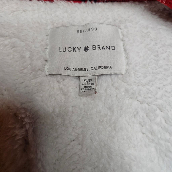 Lucky Brand Small Red Plaid Faux Fur Lined Button Down Jacket - Picture 6 of 6